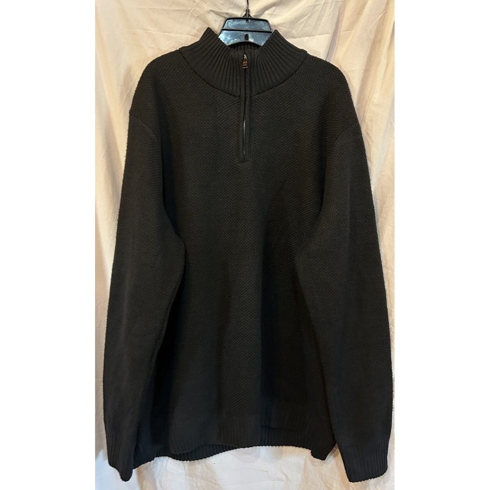 Threadgrit Men's 2XL Colt 1/4 Zip Black Fleece Lined Sweater Plaid‎ Lining